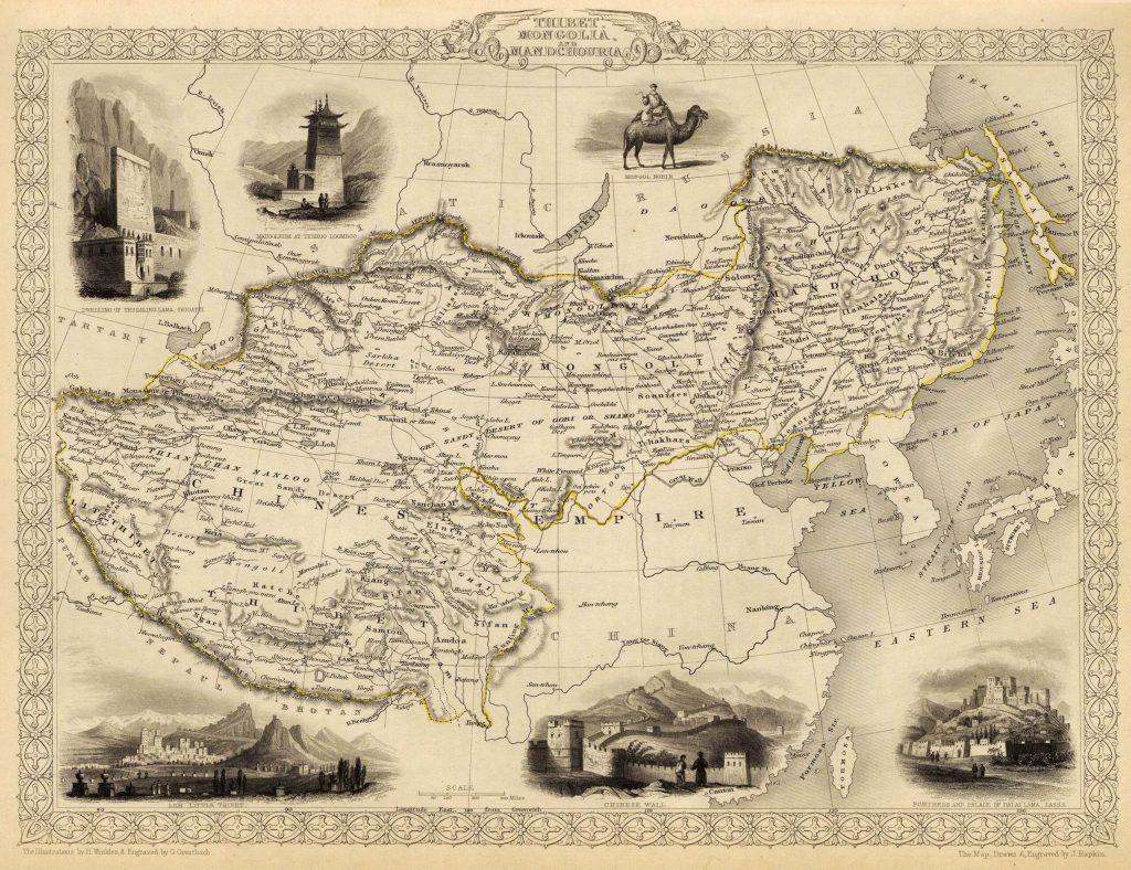 Haritayı Kim Buldu.. Çin İmparatorluğu'nun kuzey ve batı kısmını gösteren John Tallis'in Eski Çin Haritası..